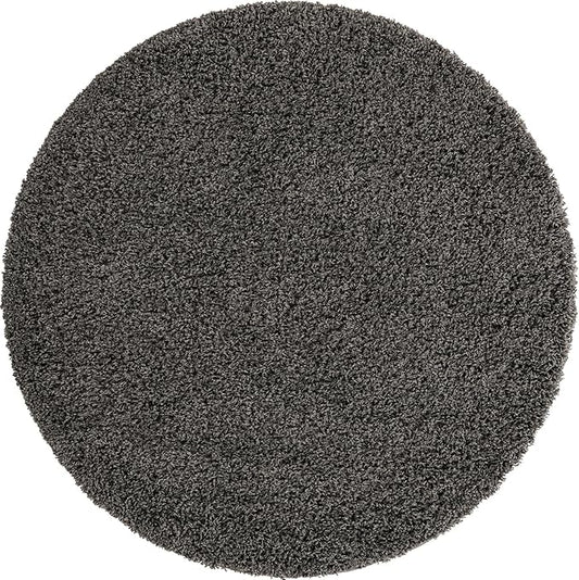 Unique Loom Solid Shag Collection Area Rug (5' 1" Round Graphite Gray)