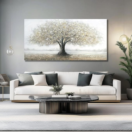 Yuaxker Tree of Life Wall Decor Gold Wall Art Large Landscape Art Modern Minimalist Canvas Painting for Living Room Bedroom Dining Room Office Home Decor 30x60 Inch