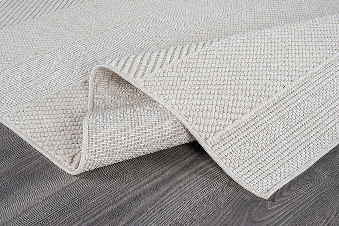 Beverly Rug Micro Loop Large Area Rug White 9x12 Modern Luxury Boho Geometric Durable Indoor Area Rugs for Living Dining Room Office Stain Resistant Non Shedding Casual Indoor Carpet White 9 x 12