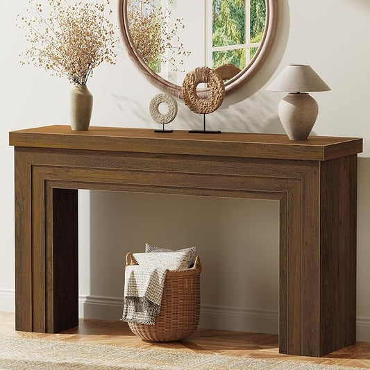 Huuger 54 Inch Entryway Table, Retangular Console Table with Storage, Farmhouse Sofa Table Behind The Couch, Long for Entrance, Hallway, Foyer, Living Room, Retro