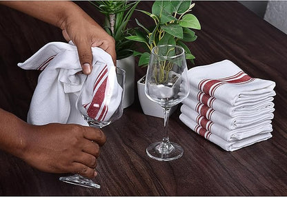 100% Cotton Kitchen Towels – Highly Absorbent and Quick-Dry Dish Towels with Hanging Loop – Large 18x28 Inches – Red (Pack of 8) | Soft, Durable and Lint-Free for Kitchen and Home Use