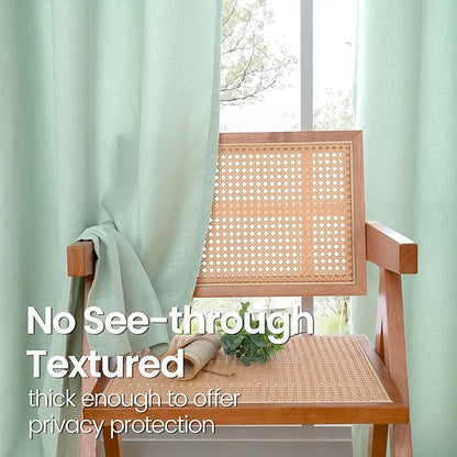 BGment Sage Green Linen Curtains 63 Inch Length 2 Panels Set No See Through, Grommet Light Filtering Textured Drapes Privacy for Bedroom Living Room Farmhouse Spring Decor, Each 52 Inch Wide