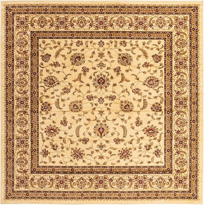 Rugs.com Aditi Collection Rug – 10 Ft Square Cream Low Rug Perfect for Living Rooms, Kitchens, Entryways