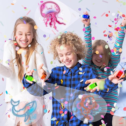 24PCS Under the Sea Party Favors-Summer Beach LED Finger Lights：Glow-in-the-Dark Light-Up Toys Bulk for Kids,Ocean Birthday Party Decorations Supplies,Goodie Bags Stuffers, Classroom Prizes Gifts