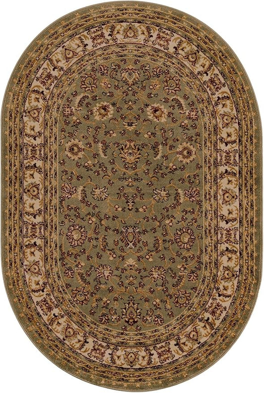 Rugs.com Aditi Collection Rug – 4x6 Oval Green Medium-Pile Rug Perfect for Living Rooms, Large Dining Rooms, Open Floorplans