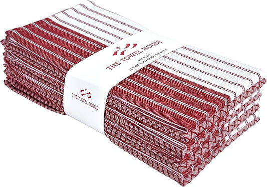Cotton Kitchen Towels, 18"x28" Dish Towels with Hanging Loop, Ultra Absorbent, Quick Drying & Reusable Tea Towels for Kitchen, Perfect for Washing Dishes, Red, Pack of 8