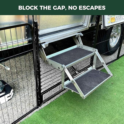 FXW Instant Unleashed Dog Playpen, Portable Pet Fence for Outdoor, RV Trips, and Camping, 32 inch, 48 Panels for Small and Medium Dogs with RV Step Grid│Patented