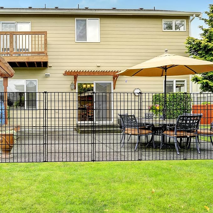 ARIFARO Decorative Garden Fence 5 Panels 40in (H) x 11.5ft (L) No dig Animal Barrier Fencing,Pet Fence Rustproof Metal Wire Panel Border for Dog,Rabbits, and Patio