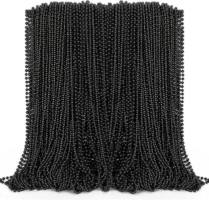 Black Beads Necklace, 100PCS Halloween Black Necklaces Stuff Accessories, 33" Mardi Gras Beads Costume, Festival Parade Throw for Halloween Wedding Party Events Supplies Decorations
