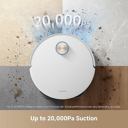 DREAME X50 Ultra Complete Robot Vacuum and Mop with Auto-Empty and Mop Self-Cleaning, 20,000Pa Suction, Obstacle Avoidance and 360° Navigation, Corner to Edge Deep Cleaning, Detangling Brush (White)