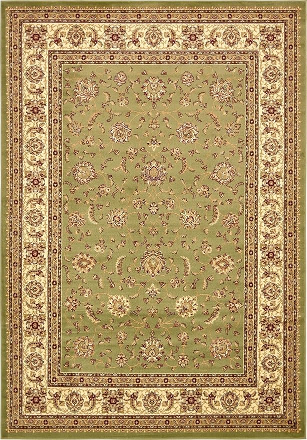 Rugs.com Aditi Collection Rug – 7' 10 x 11' Green Low Rug Perfect for Living Rooms, Large Dining Rooms, Open Floorplans