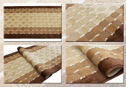 Custom Cut Hallway Runner Rug, Slip Resistant, 31 Inch Wide X Your Choice of Length, Checkered Brown, 31 Inch X 8 feet