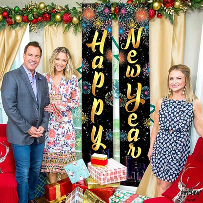 KatchOn, XtraLarge Happy New Year Banner – 72x12 Inch | Happy New Year Door Banner for New Years Decorations 2026 | New Years Eve Party Supplies 2026 | Nye Decorations 2026, Nye Party Supplies