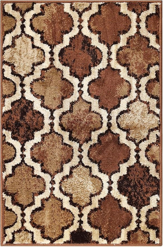 Superior Indoor Small Area Rug, Jute Backed, Perfect for Living/Dining Room, Bedroom, Office, Kitchen, Entryway, Modern Geometric Trellis Floor Decor, Viking Collection 2' x 3' - Brown