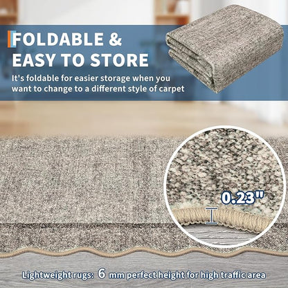 GarveeHome Scalloped Washable Runner Rug 2x6 Runner Non Slip Kitchen Rugs Modern Brown Entryway Rug Farmhouse Soft Bathroom Rugs Stain Resistant Carpet for Hallway Laundry Bedroom 2 ft x6 ft Brown