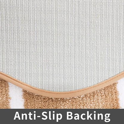 COSY HOMEER Extra Thick Bath Rugs - Anti-Slip Bath Linen Sets Mats Soft Plush 100% Strong Polyester Living Room Bathroom Water Absorbent(Beige,20x32 - Inches)