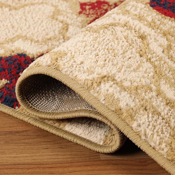 Superior Indoor Large Area Rug, Jute Backed, Perfect for Living/ Dining Room, Bedroom, Office, Kitchen, Entryway, Modern Geometric Trellis Floor Decor, Viking Collection, 5' x 8', Beige