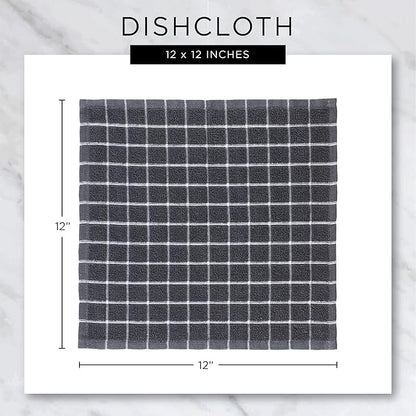 DII Basic Terry Collection Solid Windowpane Dishcloth Set, 12x12, Eggplant, 6 Piece
