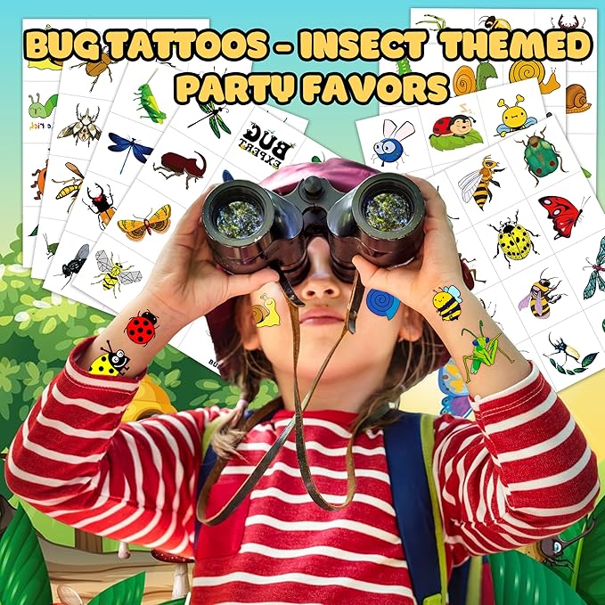 96PCS Bug Temporary Tattoos Pre Cut – Cute Bug Stickers for Kids Toddlers, Ladybug Caterpillar Theme Birthday Party Favors, Spring Summer Decorations, Gifts, Classroom School Prizes (Normal)