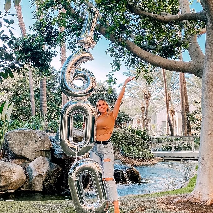 40'' Silver Number 9 Balloons for Women Men, Giant Self Inflating Foil Number Balloons Set 0-9, Large Digital 9 Helium Balloon for Boys Girls 9th Birthday Party Decorations Anniversary Supplies