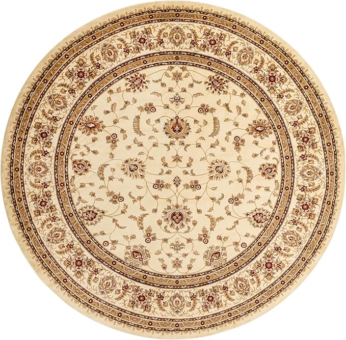 Rugs.com Aditi Collection Rug – 13 Ft Round Cream Low Rug Perfect for Kitchens, Dining Rooms