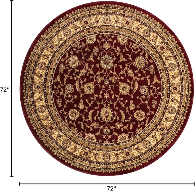 Rugs.com Aditi Collection Rug – 6' Round Red Low Rug Perfect for Kitchens, Dining Rooms