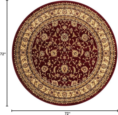 Rugs.com Aditi Collection Rug – 6' Round Red Low Rug Perfect for Kitchens, Dining Rooms