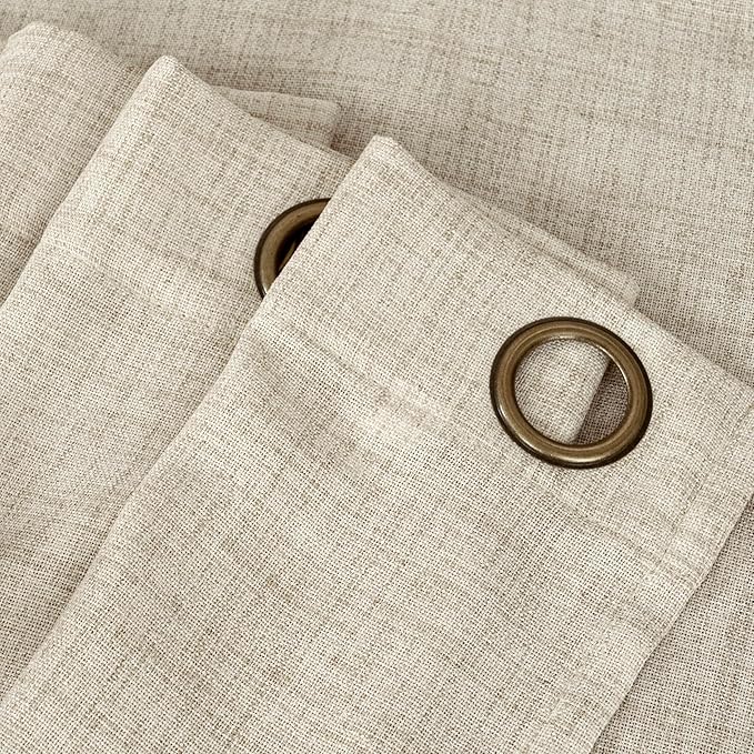 YoungsTex Linen Curtains 63 Inch Length for Living Room, Cream Semi Sheer Window Drapes with Bronze Grommet Light Filtering for Bedroom Farmhouse Rustic, 60 x 63 Inch, 2 Panels