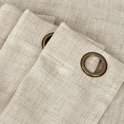 YoungsTex Linen Curtains 63 Inch Length for Living Room, Cream Semi Sheer Window Drapes with Bronze Grommet Light Filtering for Bedroom Farmhouse Rustic, 60 x 63 Inch, 2 Panels