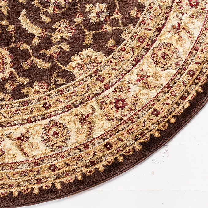 Rugs.com Aditi Collection Rug – 7' 10 Round Brown Low Rug Perfect for Kitchens, Dining Rooms