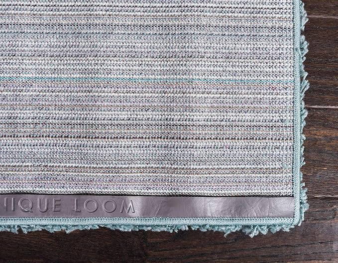 Unique Loom Solid Shag Collection Area Rug (10' x 13' 1" Rectangle Light Slate Blue)