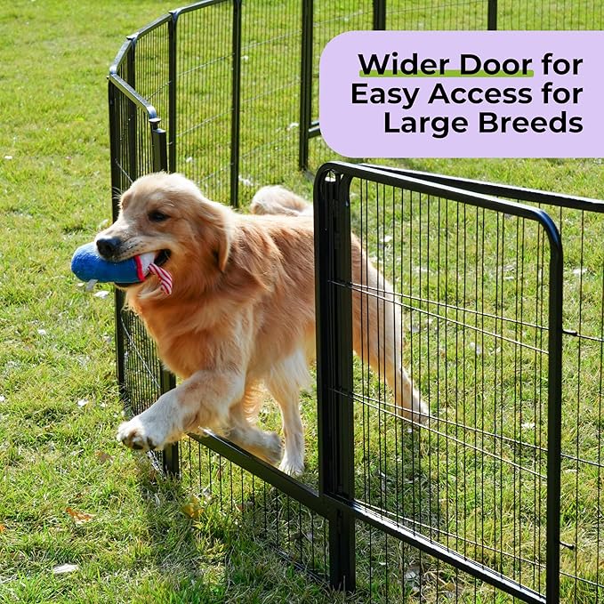 SunsGrove Dog Playpen Outdoor, Heavy Duty 45 Inch 6 Panels with Wider Door for Large Dogs, Free and Safe Play Dog Fence Indoor, Black