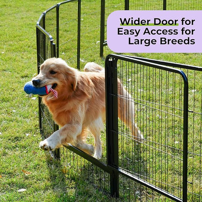 SunsGrove Dog Playpen Outdoor, Heavy Duty 32 Inch 16 Panels Dog Playpen for Small and Medium Dogs, Free and Safe Play Dog Fence Indoor, Black