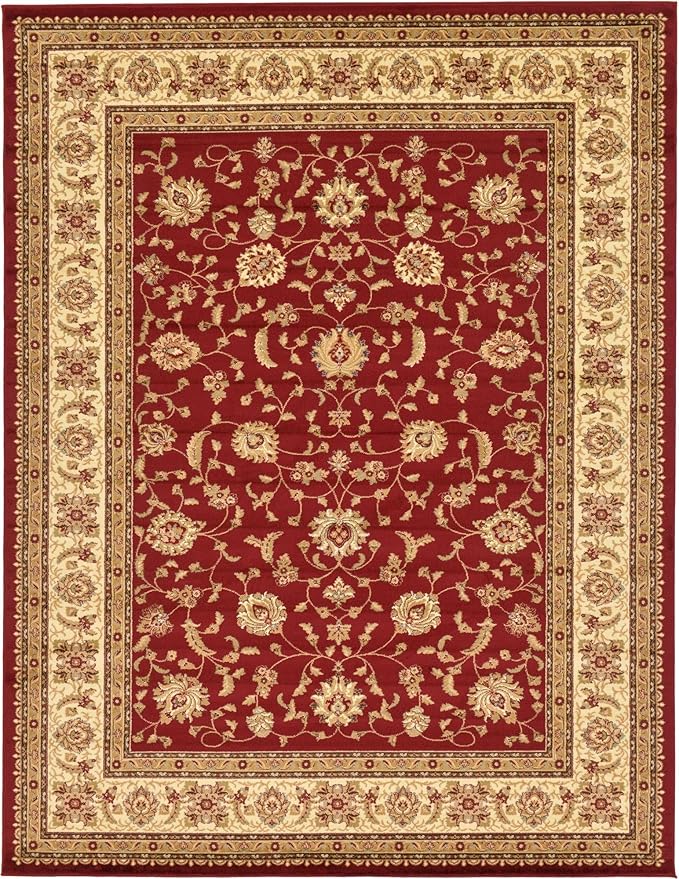 Rugs.com Aditi Collection Rug – 10' x 13' Red Low Rug Perfect for Living Rooms, Large Dining Rooms, Open Floorplans