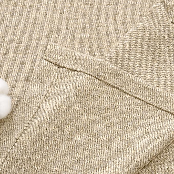 BGment Beige Linen Curtains 63 Inch Length for Bedroom, Boho Natural Burlap Light Filtering Thick Non See Through Window Drapes with Grommet for Living Room Farmhouse, 2 Panels, Each 52 Inch Wide