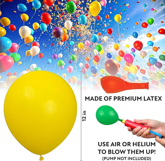 Balloons Assorted Colors, 100 Pack, 12 Inch Rainbow Balloons, 10 Color Balloon Pack For Birthdays, Weddings, Baby Showers, Holidays, Colorful Party Balloons Decorations