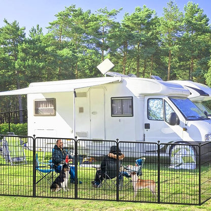 Dog Playpen 40 inch 32 Panels Indoor Outdoor Dog Pen for Large/Medium/Small Dogs Heavy Duty Metal Dog Fence Outdoor for Yard, Puppy Playpen with Door Portable Pet Fence for RV Camping Yard