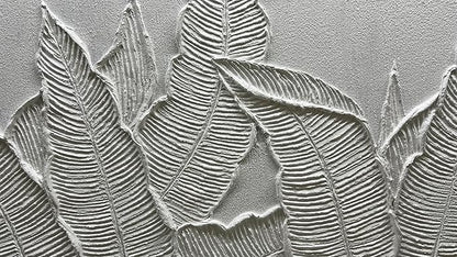 Modern Tropical Palm Leaf Wall Art, 3D Textured Relief Panel, White