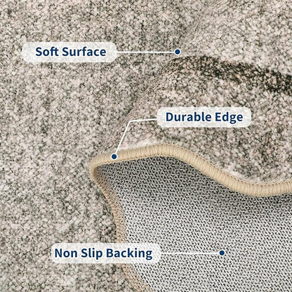 GarveeHome Scalloped Washable Runner Rug 2x6 Runner Non Slip Kitchen Rugs Modern Brown Entryway Rug Farmhouse Soft Bathroom Rugs Stain Resistant Carpet for Hallway Laundry Bedroom 2 ft x6 ft Brown