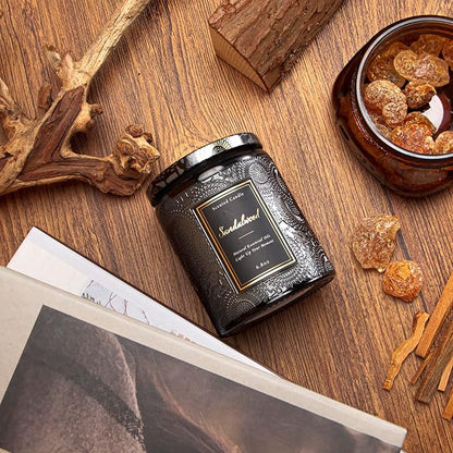 Sandalwood Scented Candle for Home, Luxury Glass Candles Soy Wax for Men and Women, Aromatherapy Candle Gift for Christmas Birthday Mother, 6.8 oz