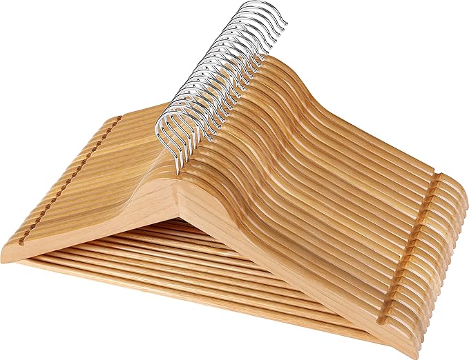 Utopia Home Premium Wooden Hangers 80 Pack - Durable & Slim Coat Hanger - Suit Hanger with 360-Degree Rotatable Hook - Wood Hangers with Shoulder Grooves (Natural Color)