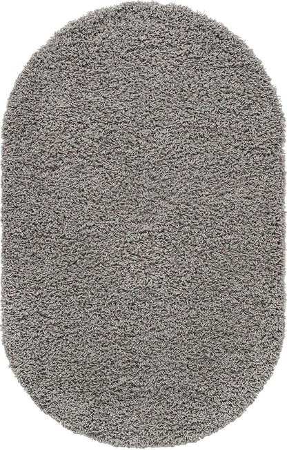 Unique Loom Solid Shag Collection Area Rug (3' 3" x 5' 3" Oval, Cloud Gray)