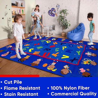 Friends Together Friendship Classroom Rug, 7'6" x 12' Rectangle, Educational Classroom Rug, Kids Learning Play Mat | Area Rug for Bedroom or Playroom