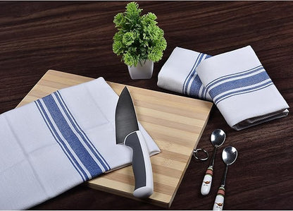 100% Cotton Kitchen Towels – Ultra Absorbent & Quick-Dry Dish Towel with Hanging Loop – Lint-Free & Durable Tea Towels – Large 18x28 Inches – Blue (Pack of 12)