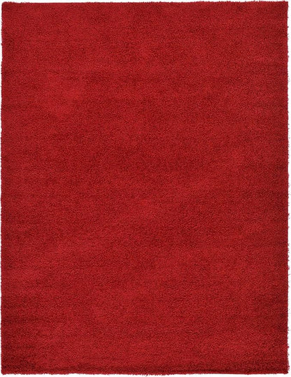 Unique Loom Solid Shag Collection Area Rug (9' x 12' 2" Rectangle Cherry Red)