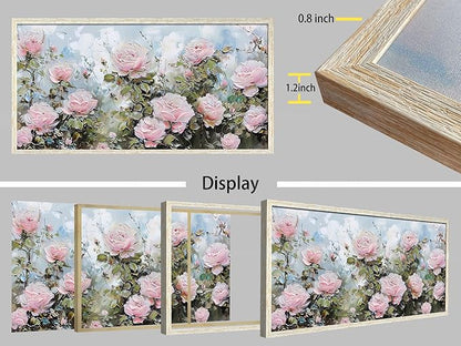 Ardemy Rose Canvas Wall Art for Living Room Floral Framed Pictures Wall Decor Large Paintings Flower Textured Bedroom Artwork Dining Room Home Office Kitchen 48"x24"