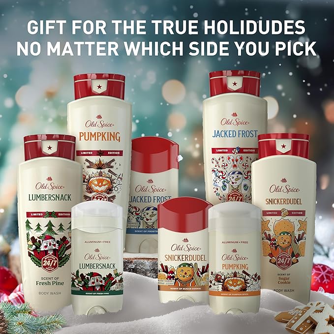 Old Spice Aluminum Free Deodorant for Men, Holidudes Limited Edition, 24/7 Holiday Freshness, Odor Protection, Stocking Stuffer, PumpKing Pumpkin Spice Scent, 3.0 oz
