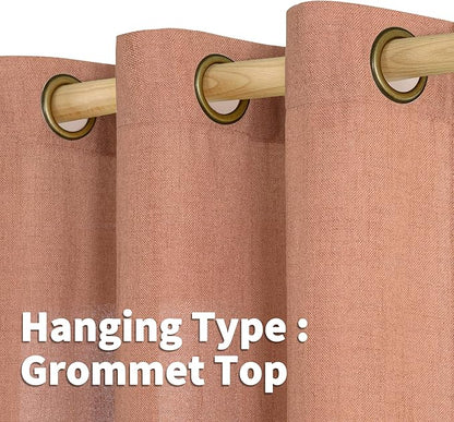 YoungsTex Terracotta Linen Curtains 63 Inch Length for Living Room, Light Filtering Semi Sheer Window Drapes with Bronze Grommet Privacy for Bedroom Farmhouse Decorative, 42 x 63 Inch, 2 Panels