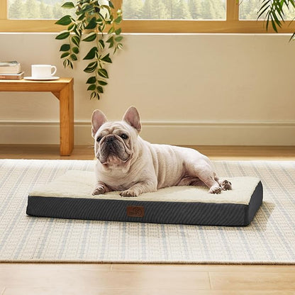 Bedsure Dog Bed Medium Size Dog - Orthopedic Flat Puppy Beds with Removable Washable Cover, Egg Crate Foam Pet Mat, Suitable for Pet Up to 35 lbs