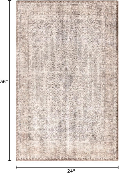 Keen Home Design 2x3 Rug - Machine Washable Entry Rug with Non-Slip Backing, Ideal for Enteryway, Kitchen, Bathroom, Laundry Room - Vintage, Easy Clean, Durable, Low Pile Rug - (2' x 3')